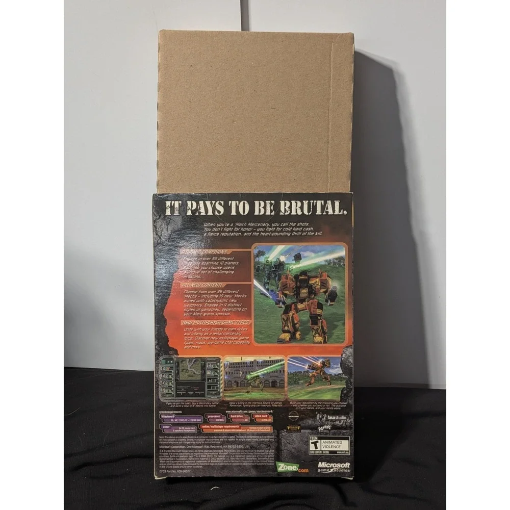 MechWarrior 4 Mercenaries PC CD-ROM Big Box Outer Box Inner Tray and Manual ONLY